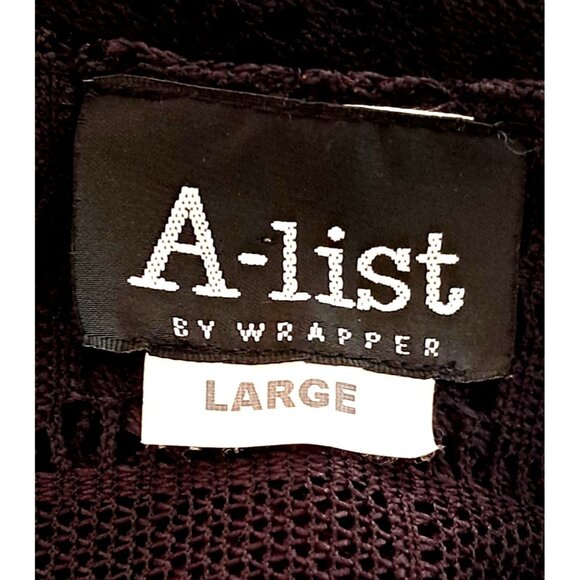 Vintage Black Lace Top Womens Size L Large Fringe Long Sleeve V Neck Cover Up A- - Picture 7 of 7